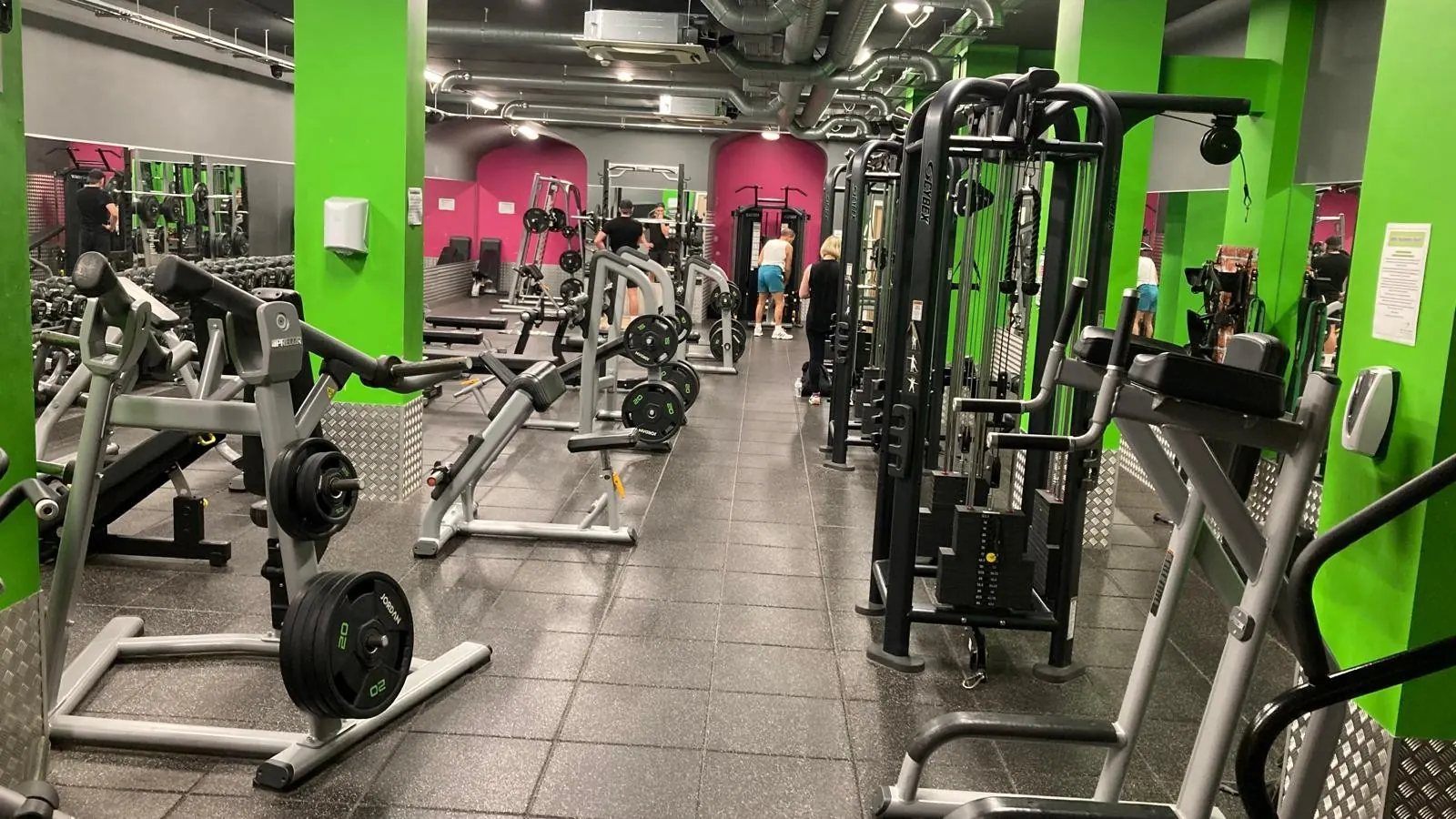Gym floor with weights and machines