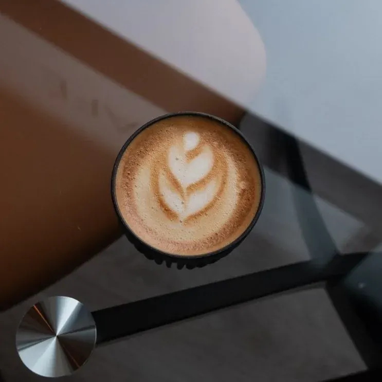 Latte on a café table