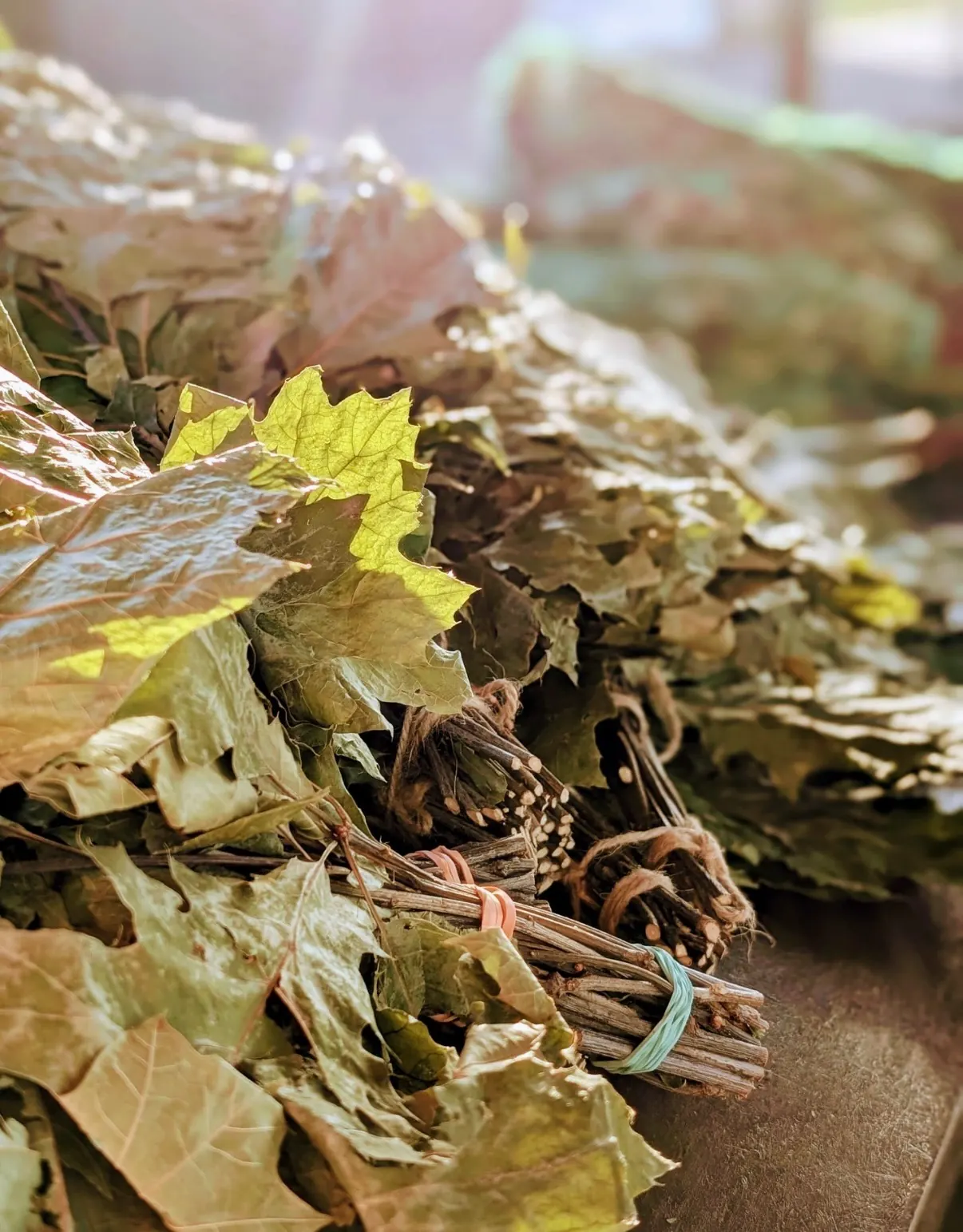 Leaf bundles for sauna rituals